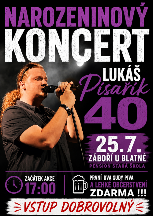 LUKÁŠ PÍSAŘÍK - narozeninový koncert - 25.7.2026