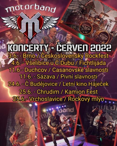 MOTORBAND - koncerty ČERVEN 2022